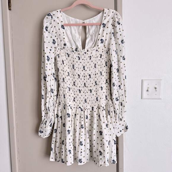 FREE PEOPLE Two Faces Smocked Mini Dress White - Picture 2 of 8
